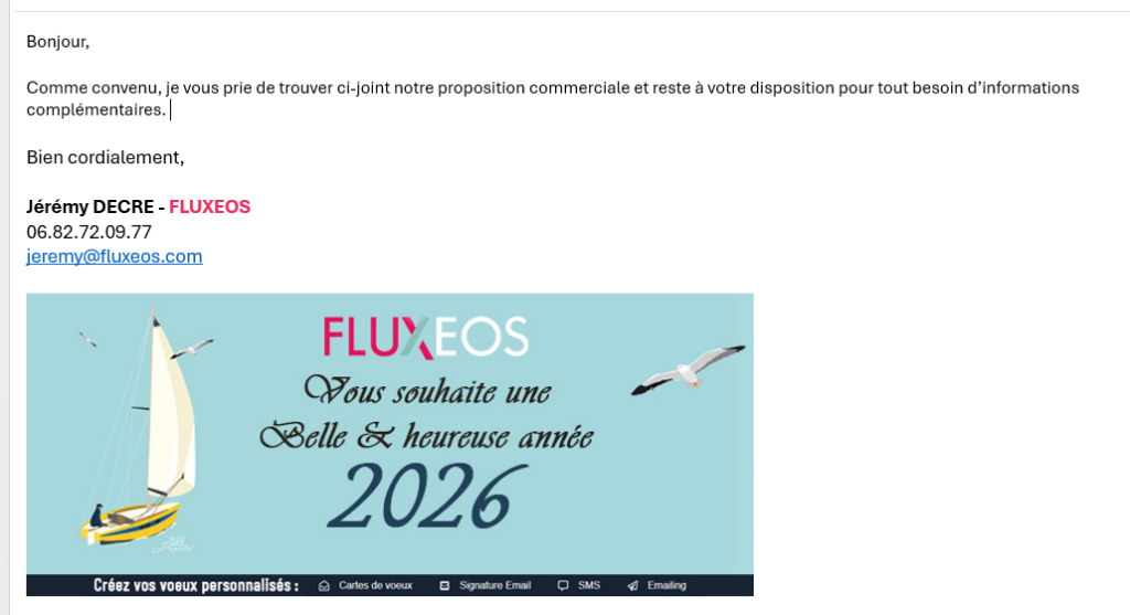 Signature avec intégration d'un bandeau de voeux de bonne année